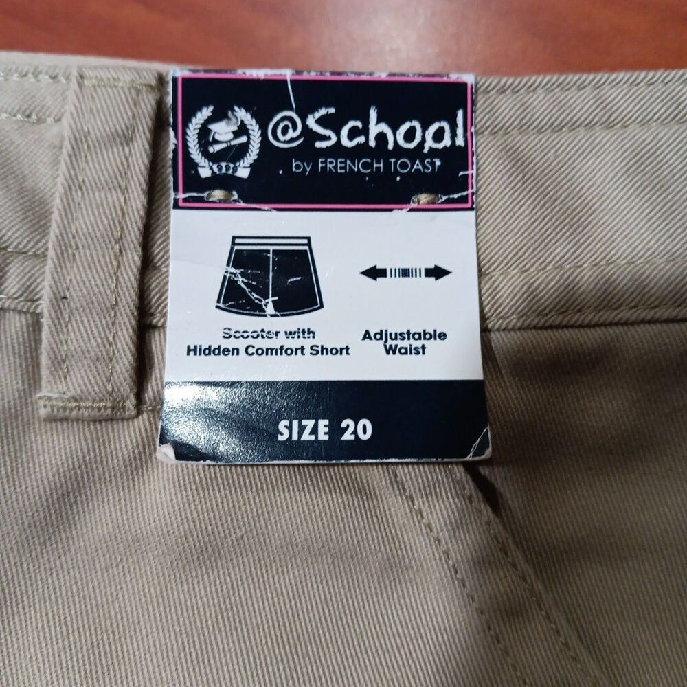 @ School By French Toast Skirt Girls Size 20 Tan Pleated At Hem - Picture 6 of 8